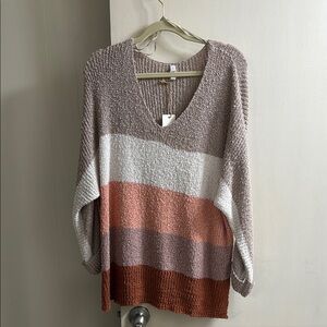 NWT Wishlist V-Neck Striped Sweater